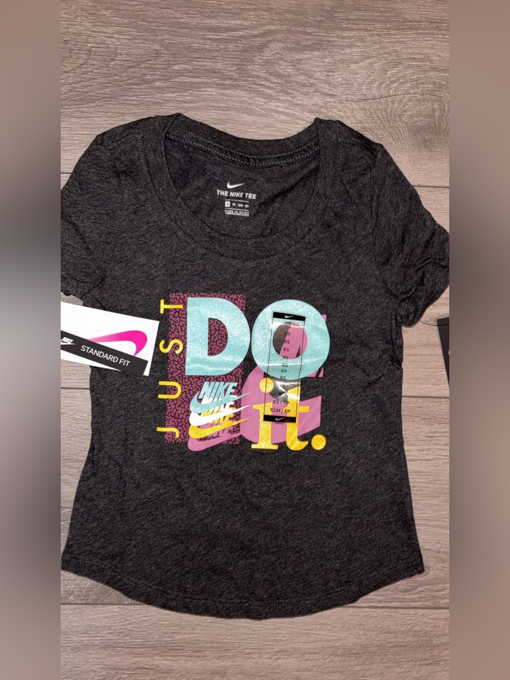 Nike Girls Size XS Standard Tshirt Just Do It W Sticker New W Tags